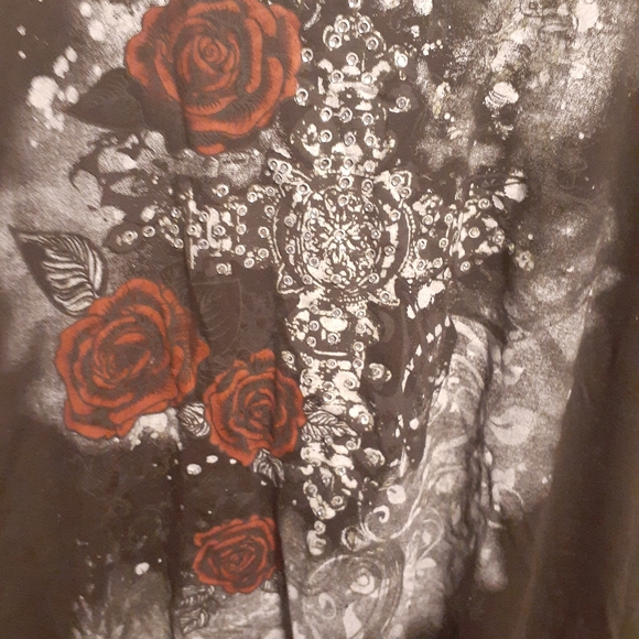 MXM Rhinestone Cross & Roses Tee - Picture 2 of 5